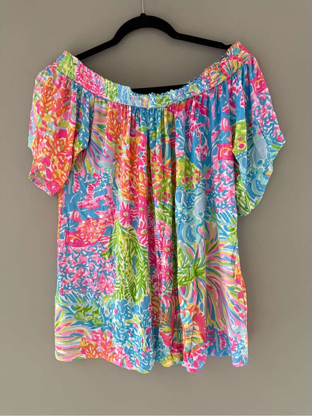 Lilly Pulitzer Multicolor Off-Shoulder Floral Patchwork Tunic